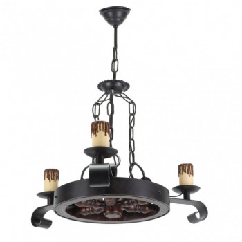 Distribuidor - Lâmpadas Diversas | Lâmpadas Rústicas | LAMPARA RUSTICA RUEDA 3XE27 MARRÓN REGX51X51 CM Ref: 92.527/3